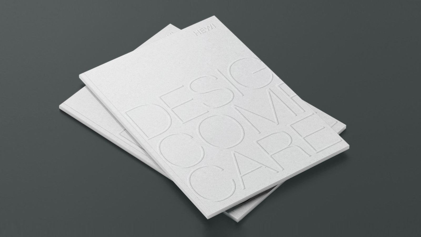 Two stacked brochures labelled Design Comfort Care